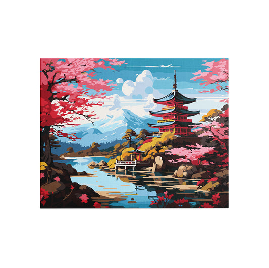 Sakura Temple - Paint By Numbers Kit (24 Colours)
