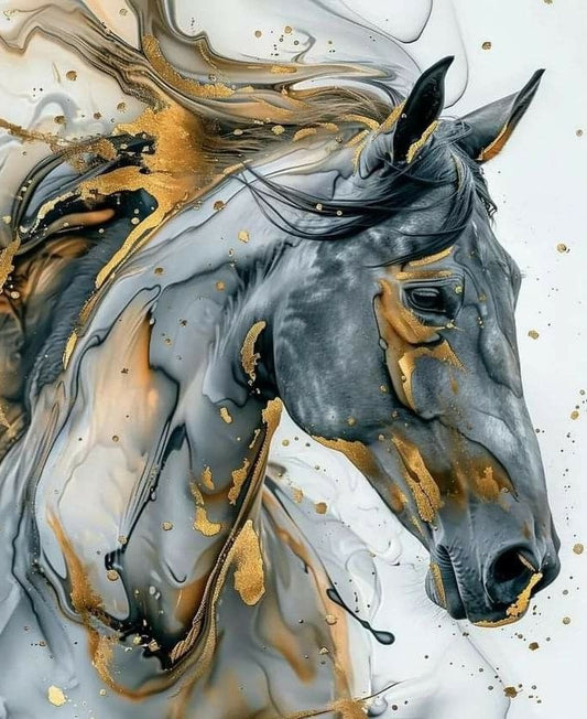 Gold Stallion - Paint By Numbers Kit (36 Colours) - Pre Order