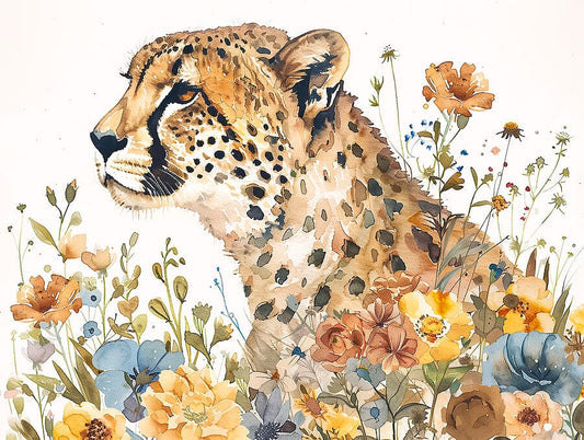 Water Colour Cheetah - Paint By Numbers Kit (36 Colours) - Pre Order