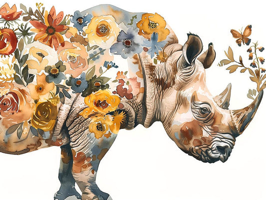 Water Colour Rhino - Paint By Numbers Kit (36 Colours) - Pre Order
